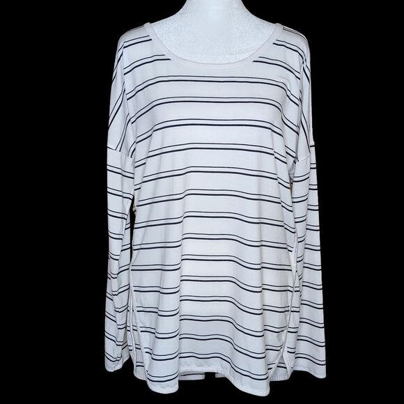 Exofficio Insect Shield Long Sleeve Shirt White Black Stripes Women's Size Large - Picture 1 of 11